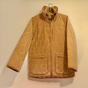 Vintage 90s Prolog camel/tan/light brown quilted zip up coat jacket size small